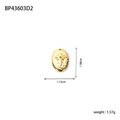 Stainless steel gold star pendant with green zircon stone and detailed size measurement - BP43603D2 (Gold Oval - Green Stone)