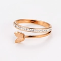 Detail of rose gold butterfly ring featuring matte wings and pavé zircon crystals - US 6 / Rose Gold