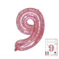 32-inch metallic pink number 9 foil balloon for parties with glossy finish and retail card - 40-inch Jelly Powder With Paper Card