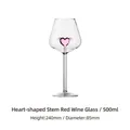 Calice da vino creativo da 500ml con cuore alato rosa interno e stelo in vetro trasparente - Stile con Gambo a Cuore (500ml)