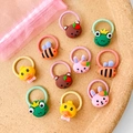 Set of 10 cute cartoon animal hair ties including bear and frog for kids and toddlers - Little Bee Style (15#) / 10 Pieces Pack