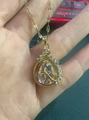 Goudkleurige titanium stalen ketting met heldere druppel hanger en zirkonia stenen - Witte Zirkonia