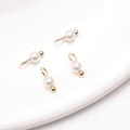 DIY jewelry charm with white round pearl and golden metal bead for bracelet crafting - White Pearl (3mm)