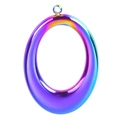Colgante ovalado de acero inoxidable arcoíris para creación de joyas artesanales - Colorido