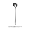 Polished silver long handle stainless steel round spoon with 19.1cm length - Iced Round Spoon