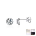 S925 sterling silver moissanite halo stud earrings with GRA certification card - 925 Sterling Silver/Moissanite / 1.00ct/D Color/VVS1(6.5mm)