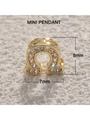 Mini horseshoe pendant in gold-plated copper with zircons, size 8mm by 7mm - Horizontal Hole Mini Gold Horse Shoe