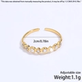 Adjustable golden stainless steel ring with micro-set zircons and 2cm inner diameter - Geometric Zircon Style / Gold