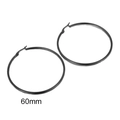 Chic 60mm black stainless steel oversized hoop earrings for women in a matte finish - 60mm / Black