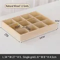 Natural 12-slot wooden desktop storage box with 34x27x5cm dimensions for pine wood organization - Natural 12 Grids