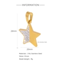 Pendentif étoile en acier inoxydable 316L avec placage or 18k et cristaux de zircon - Étoile semi-pavée
