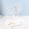 White antler tree jewelry stand with oval tray for organizing necklaces and earrings - White