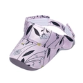 Detail of light pink floral print sun visor hat with silky satin texture and open top - 56-60cm Adjustable / Light Pink Black Outline Floral (D)