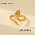 Macro shot of gold snake ring NMSR-G127-4 showing texture and light 2.2g weight details - Ring-Open-Gold