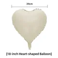 Creamy 18-inch heart-shaped foil balloon with smooth metallic finish and 39cm width - Cream White