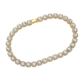 Detail of gold Cuban chain with square rhinestones and secure fold-over clasp closure - 16" / Gold