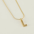 Elegant gold stainless steel necklace with sparkling diamond-set letter L pendant - Letter L