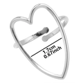 Anillo abierto de corazón plateado con diámetro interno ajustable de 1,7 cm y diseño simple - Plateado