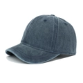 Detailed close-up of a vintage navy blue washed cotton baseball cap with retro texture - Adjustable / Navy Blue