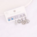 Stainless steel earring set with blue evil eye stud and silver clover dangle charms - Evil Eye Stud Clover Pendant Set (2#)