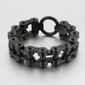 Pulsera negra de cadena de bicicleta para hombre estilo punk con calaveras y acabado mate - Negro