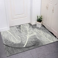 Minimalist entrance mat with grey background and elegant white and black feather patterns - Luxury Feather