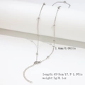 Sleek silver stainless steel beaded snake chain necklace with lobster clasp and extension - 1.6mm Cross Bead Chain - Silver