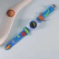 Kids digital watch with light blue silicone strap and 3D dinosaur cartoon figures - Dinosaur Dark Blue