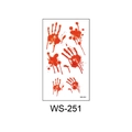 Waterproof Halloween temporary tattoo sticker with red bloody handprint pattern, model WS-251 - Blood Handprint (WS251)