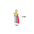 Enamel rainbow shooting star pendant in gold finish for DIY jewelry 21x8mm - Rainbow Star