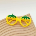 Cute strawberry shaped kids glasses frame in bright yellow with green leaf detail - Yellow Strawberry Frame