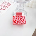 Elegant red matte hair claw clip featuring stylish pink and white heart graffiti patterns - White Love - Square