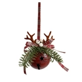 Décoration de Noël avec cloche rouge, aiguilles de pin et ruban à carreaux rouge et blanc - 5# Ornement Suspendu Cloche Rouge (Bois)