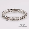 Detalle de la pulsera de cadena cubana de acero inoxidable de 14 mm con dimensiones - 14mm (Longitud 22cm)