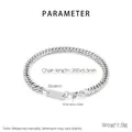 Bracciale a catena barbazzale in acciaio inossidabile argento con targhetta ID rettangolare - Acciaio inossidabile / Bracciale Argento