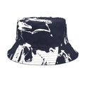 Vue détaillée de l'imprimé abstrait noir et blanc sur un chapeau bob en coton - M (56-58cm) / Bleu marine