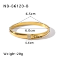 Detailed size specifications for gold B-letter zircon open bangle with 6cm inner diameter - Zircon Inlaid Letter B Style (NB-B6120-B)