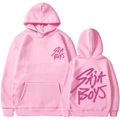 Rosa Saja Boys Kapuzenpullover mit lila Kunstdruck vorne und hinten aus Strickbaumwolle - S / Rosa