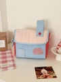 Gewatteerde make-up tas in de vorm van een huis met roze en blauwe dopamin-kleuren - Roze Dak