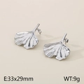 Pendientes de hoja de ginkgo en acero plateado pulido, diseño elegante 33x29mm - Color Acero (Hoja de Ginkgo)