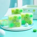 Translucent green clover eraser in square shape with decorative inner clover elements - Green
