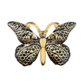 Detailed macro view of a golden butterfly pendant with black resin inlay and alloy base - 12 Black