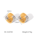 Boucles d'oreilles carrées torsadées bicolores en or et argent pour femmes - Style Vortex Torsadé Carré (HC-E10720)