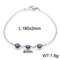 Bracciale in acciaio inossidabile con ciondoli malocchio in finitura argento - Stile Blu Scuro (KB169513-Z)