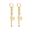 Boucles d'oreilles feuille d'érable dorées avec créoles et perles suspendues - 3# Boucles d'Oreilles