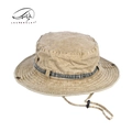 Khaki gewaschene Baumwolle Sonnenhut mit breiter Krempe und Kordelzug für Outdoor-Wandern - Einheitsgröße / Khaki