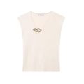 Gilet in maglia crema da donna con scollo a V e fibbia decorativa in metallo dorato - XS / Bianco Sporco