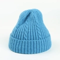 Sky blue cable-knit beanie featuring a thick cuffed design for warmth and style - Light Blue