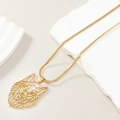 Golden stainless steel wolf head hollow pendant necklace on a sleek snake bone chain - Wolf Head