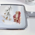 Pink and white striped acetate mini hair claw clip with a glossy creamy finish - Striped Pink